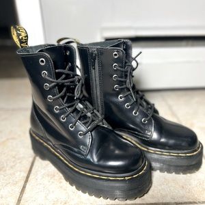 Doc Martens black platform boots.